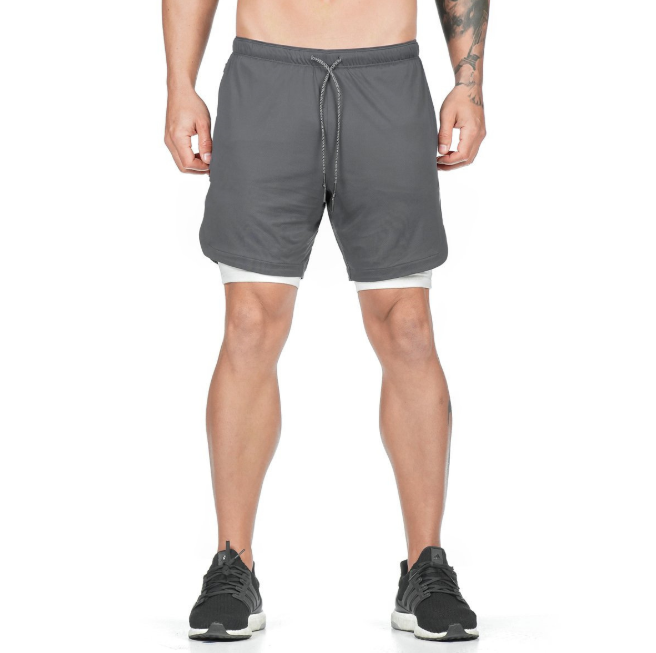 FitGuard 2-i-1 Shorts – Träningsshorts med Dolda Fickor - {{ Inizo }} Grå / S Inizo