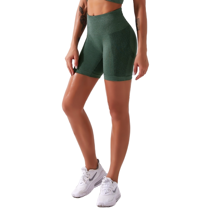 Eleganta Seamless Sports Yoga Shorts för Damer - {{ Inizo }} Mörk Grön Inizo