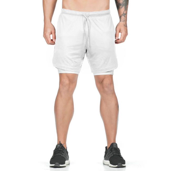 FitGuard 2-i-1 Shorts – Träningsshorts med Dolda Fickor - {{ Inizo }} Vit / S Inizo