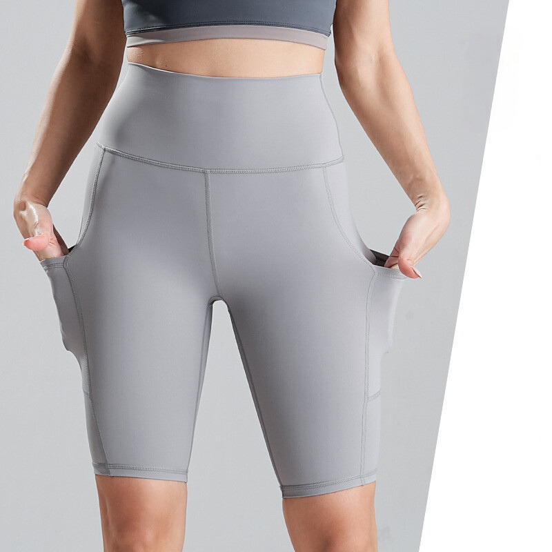 ActiveFit Högmidjade Träningsshorts med Fickor - {{ Inizo }} Grå / S Inizo kläder