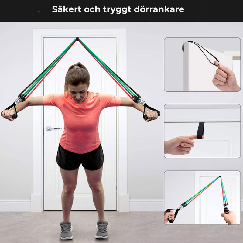 11-dels Set Latex Motståndsband för Träning och Yoga – Elastiska Resistanståg för Hemmaträning och CrossFit - Inizo