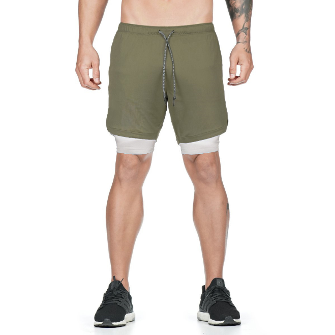 FitGuard 2-i-1 Shorts – Träningsshorts med Dolda Fickor - {{ Inizo }} Grön / S Inizo