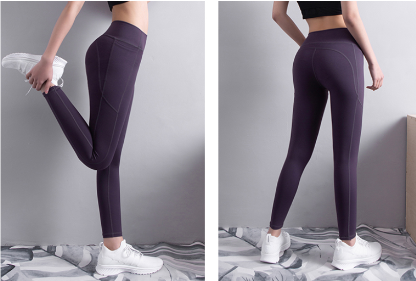Fitness leggings med ficka - {{ Inizo }} Mörk Lila / S Inizo kläder