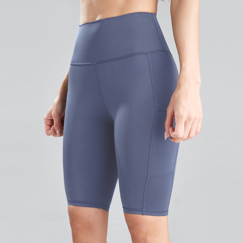 ActiveFit Högmidjade Träningsshorts med Fickor - {{ Inizo }} Blå / S Inizo kläder